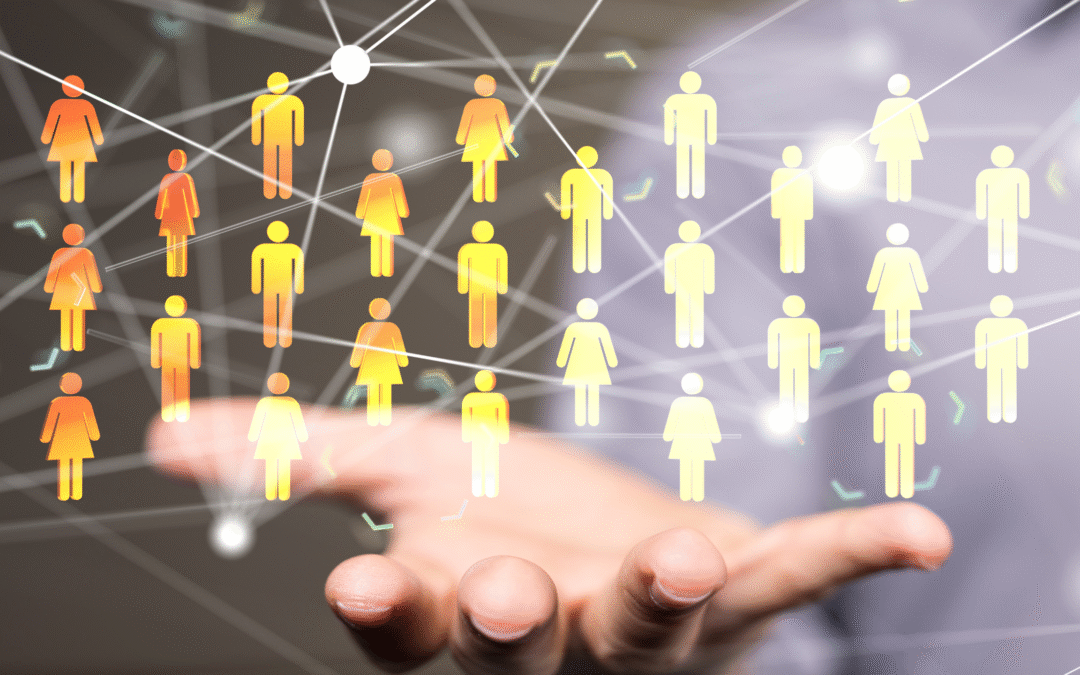 Networking connections concept with people icons representing entrepreneurs building business relationships.